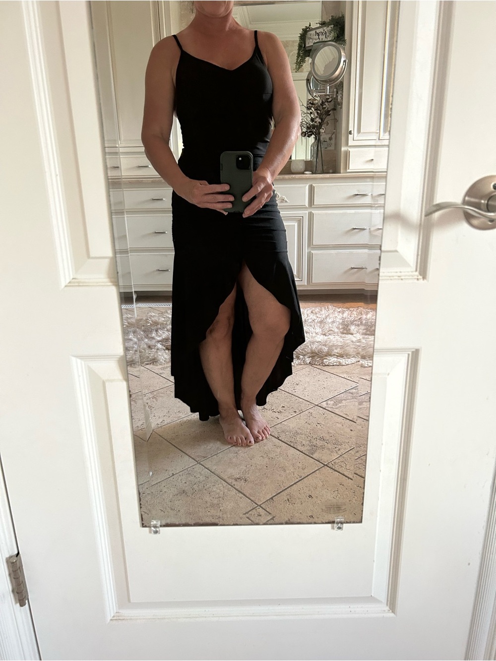 Maxi back out high slit ruched maxi dress